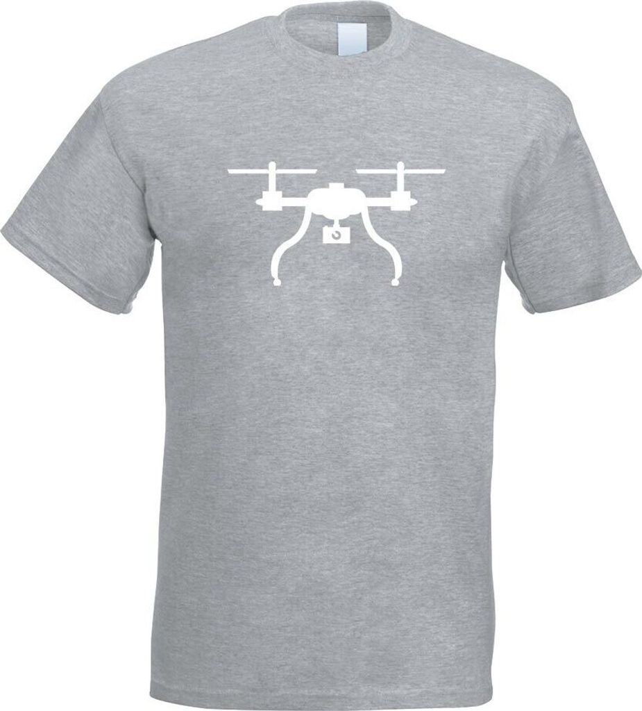 Kiwistar - T-Shirt - Graumeliert - Kameradrohne Quadcopter Motiv Bedruckt Funshirt Design Print - mit Motiv Bedruckt - Funshirt Design - Sport - Fr...