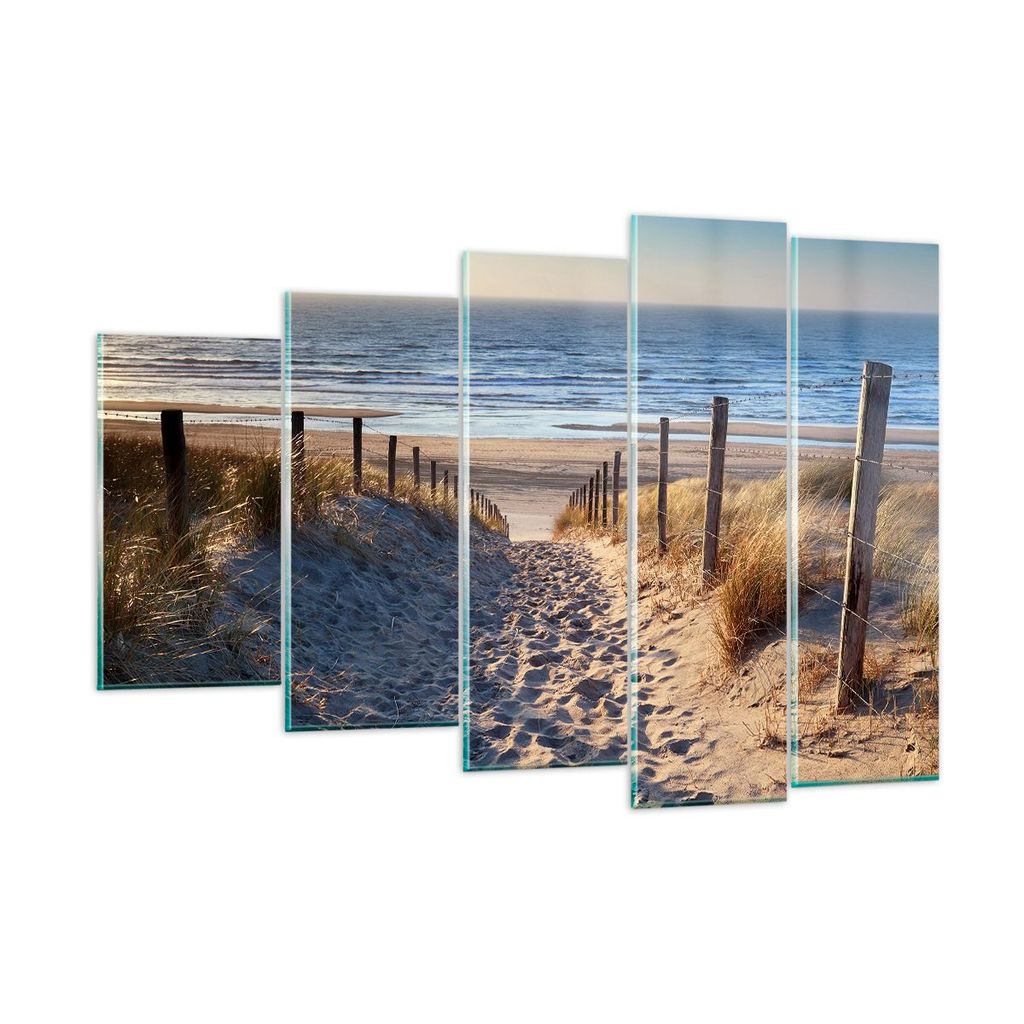 Bilder auf glas - Meer Strand Düne - 150x100cm - Glasbilder - Wandbilder - Kunstdruck - zum Aufhängen bereit - Wanddekoration aus Glas - Glas Bil...