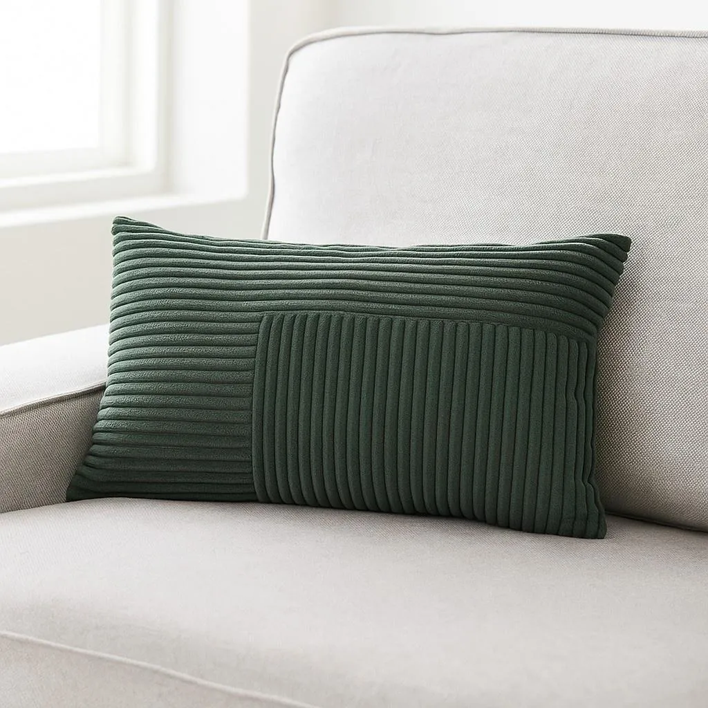 Coussin rectangulaire patchwork velours côtelé pour canapé et fauteuil - 2