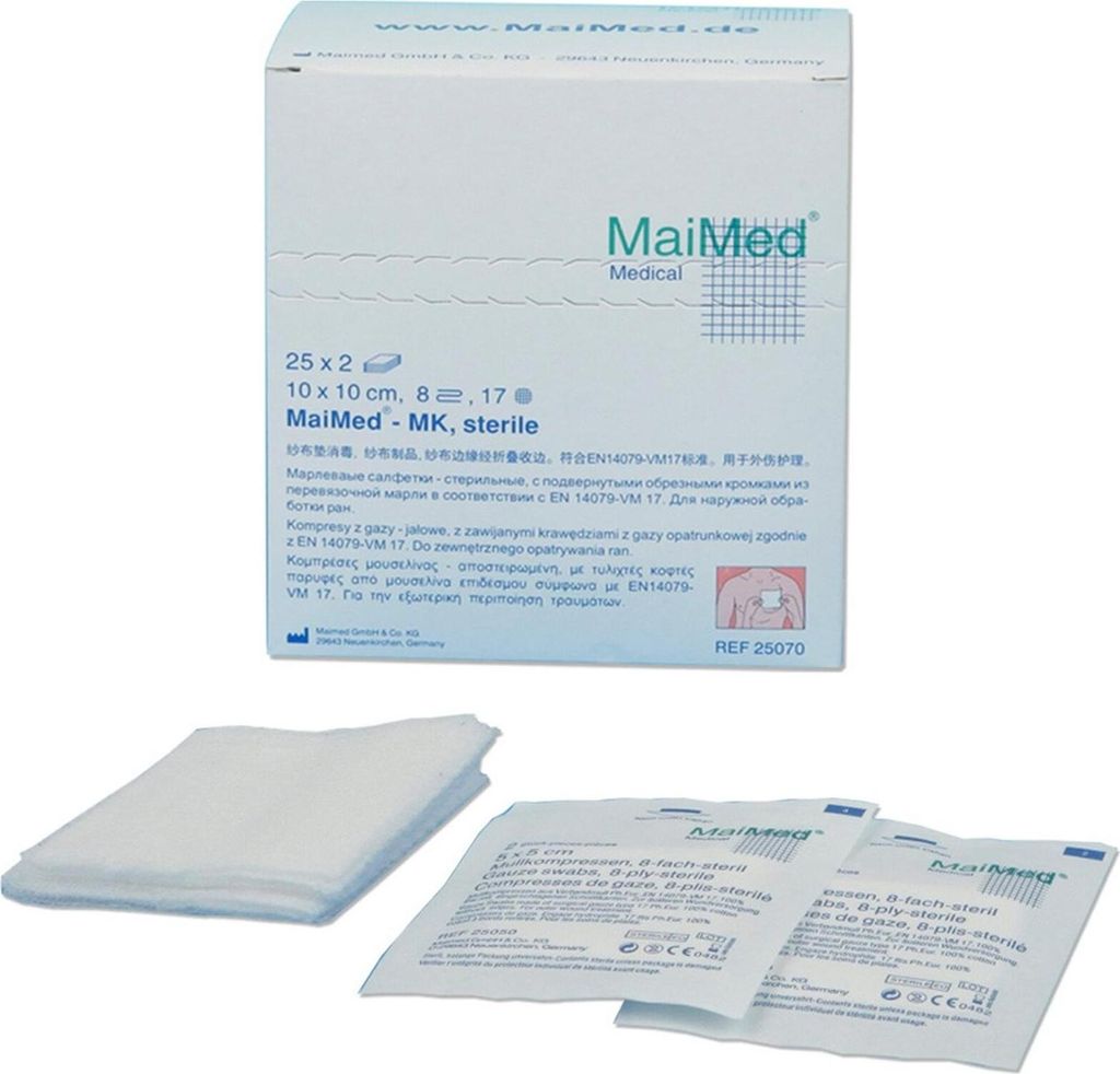 MaiMed Mullkompressen steril 12- lagig 25 x 2 Stück 5 cm x 5cm