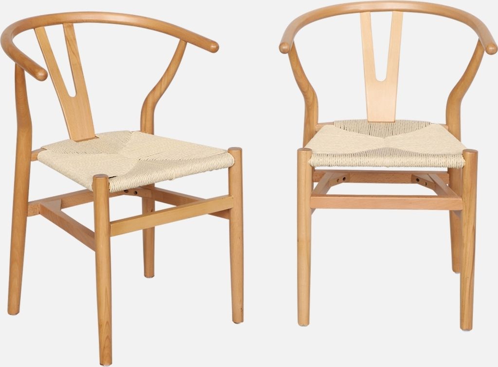 sweeek - 2er-Set Holzstühle mit Sitzfläche aus Produktbild 