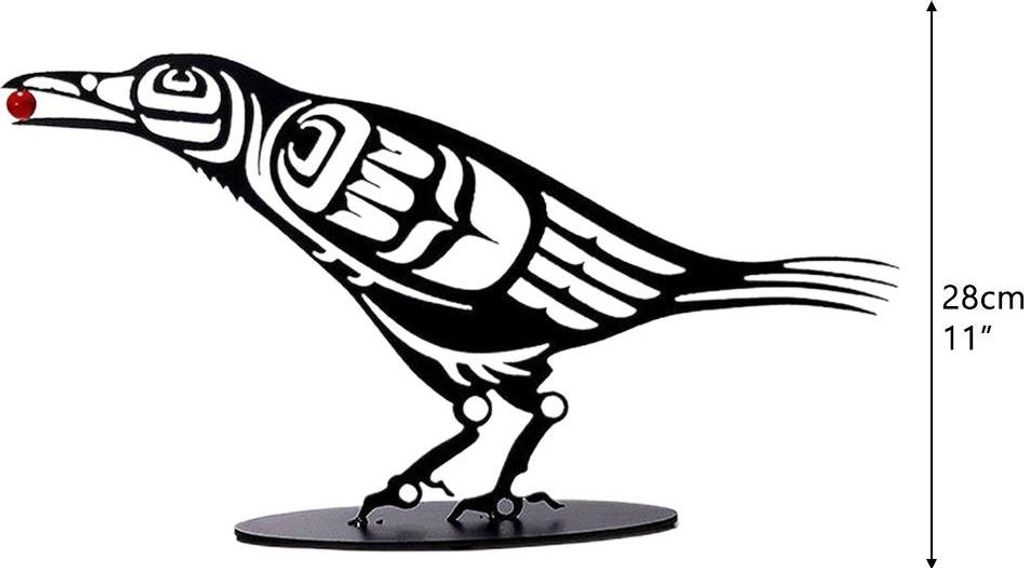 Metallkrähe Figur Krähe mit Beere Statue Desktop Decor Home Ornament Vogel Silhouette Kunst