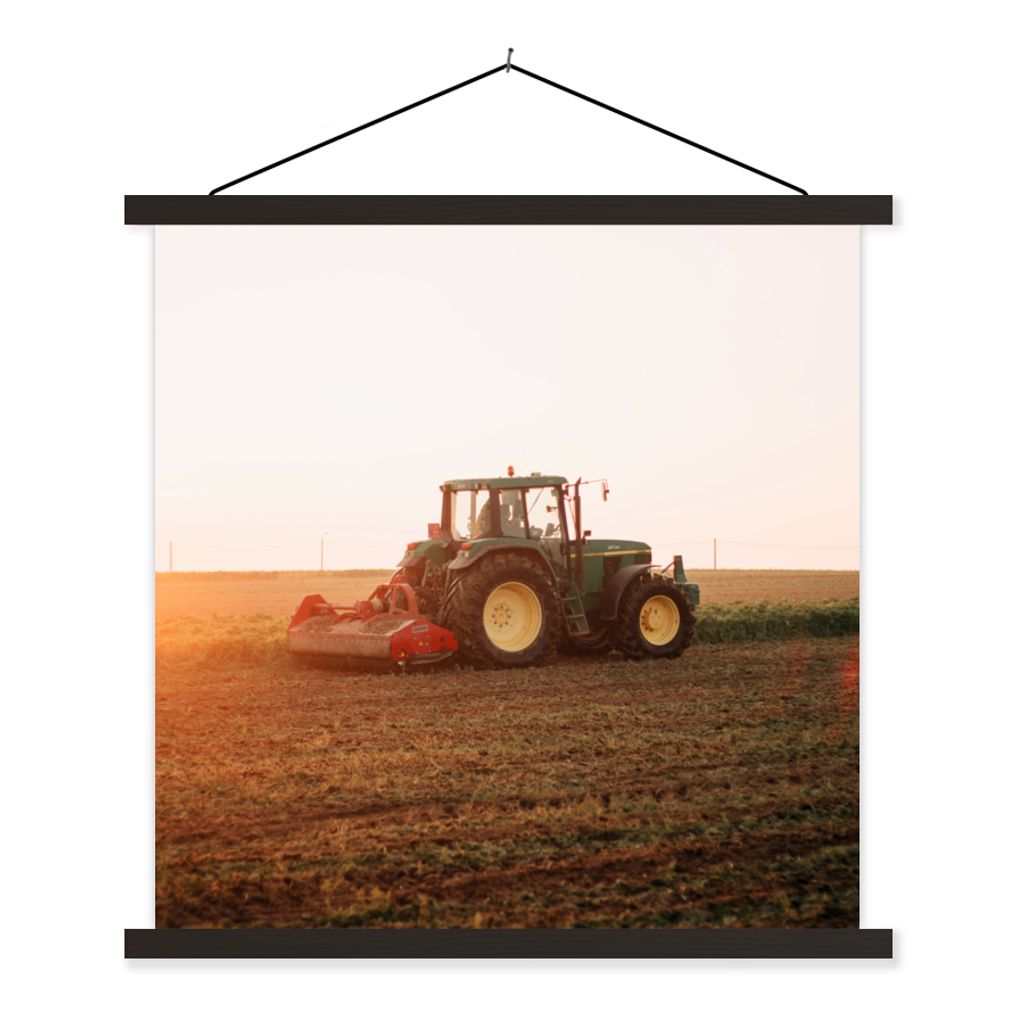 MuchoWow Textilposter Traktor - Feld - Bauernhof - Landwirt - Horizont 90x90 cm mit schwarzem Rahmen - Magnetisches