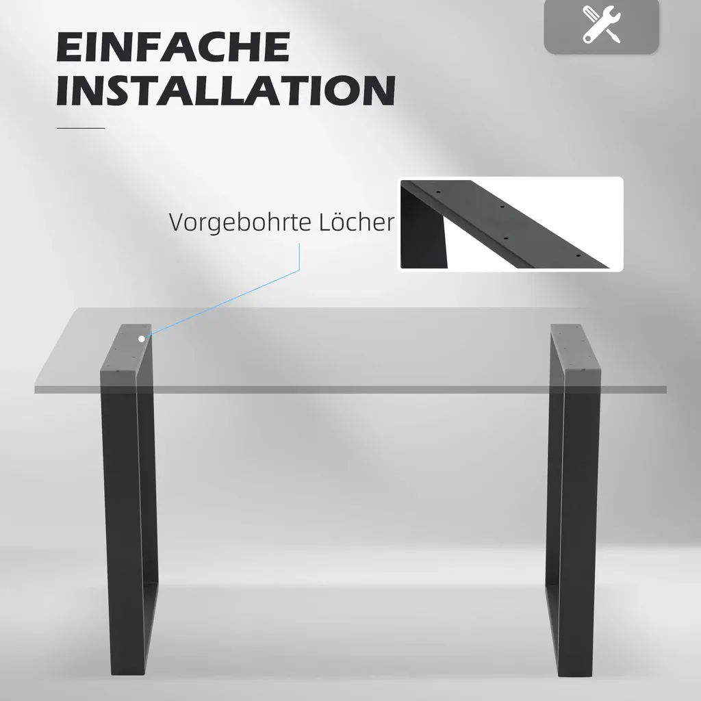 Support de table pour bureau et salle à manger acier noir 72 cm