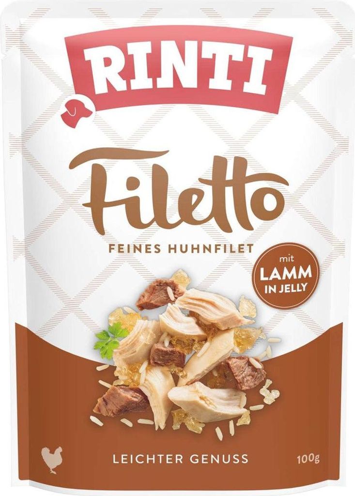 Rinti - Filetto Pouchbeutel Jelly 24x100g | Huhn & Lamm in Jelly