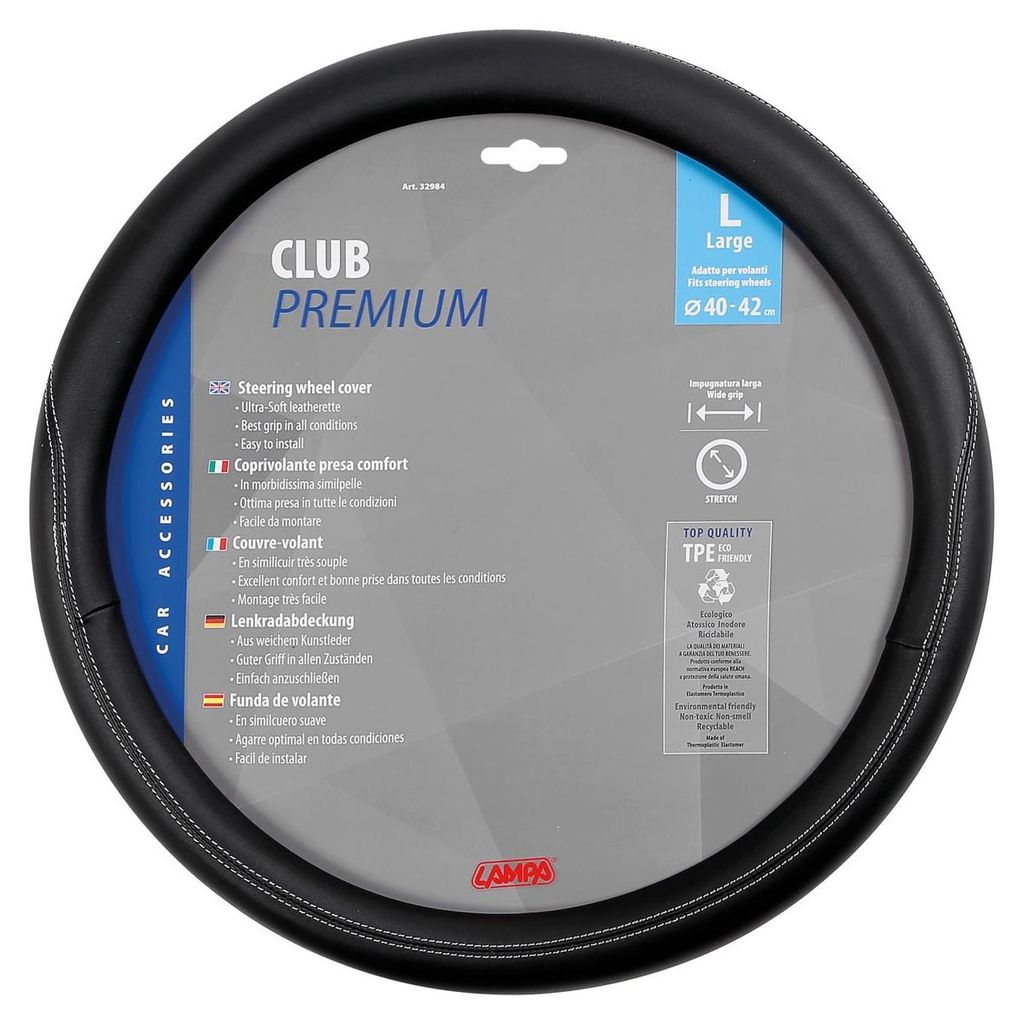 LAMPA 32984 Club Lenkradbezug TPE Schwarz Lenkradhülle Produktbild 