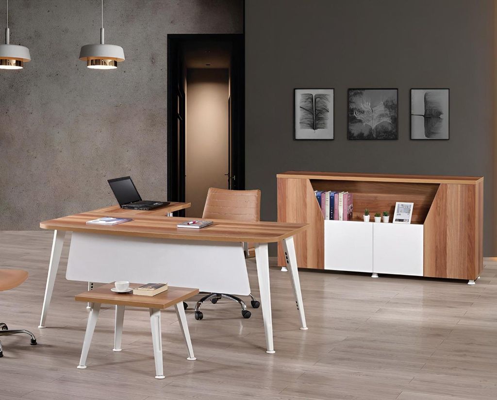 Büromöbel Weiß Set 3tlg Eckbürotisch Komplettbüro Schrank Holz Gruppe