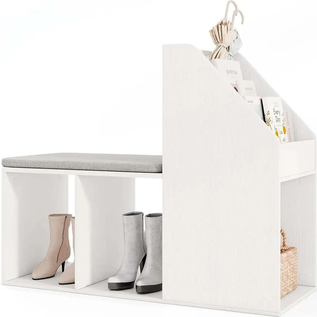 Banc à chaussures blanc anti-désordre avec assise pour petit espace