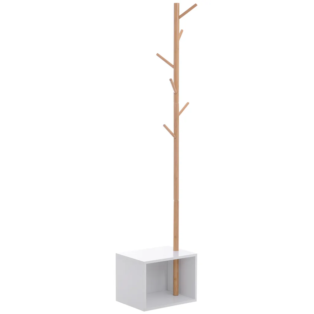 Vestiaire d'entrée compact 180 cm avec patères et étagères en bois