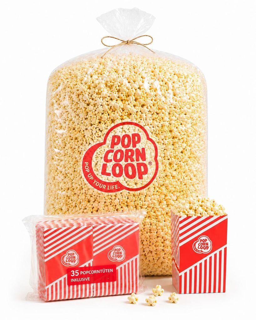 Popcornloop® Popcorn Sack Süß 2 Kilo inklusive 35 Stk. Produktbild 