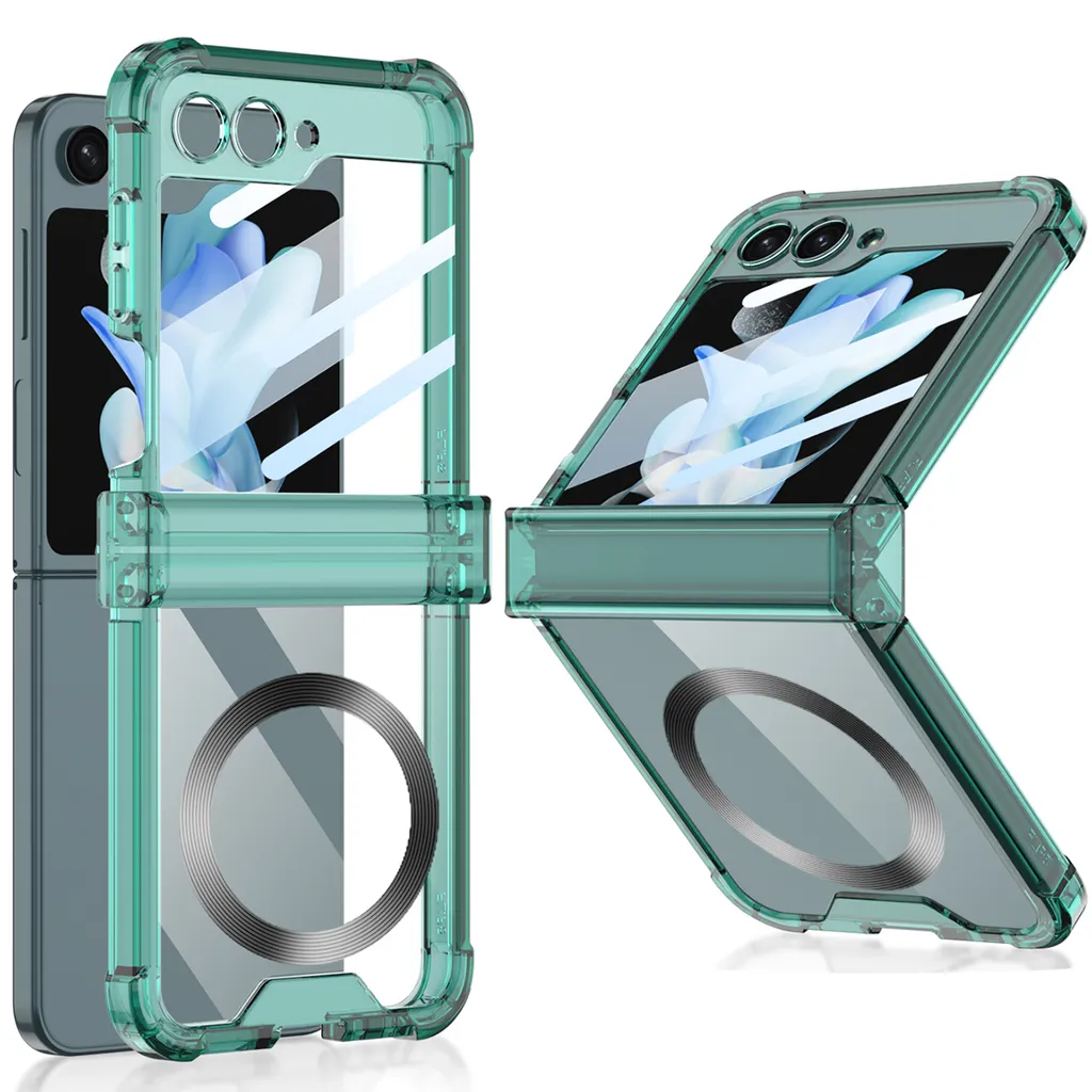 Cover Antiurto Z Flip 5 MagSafe Verde Trasparente Protezione Totale
