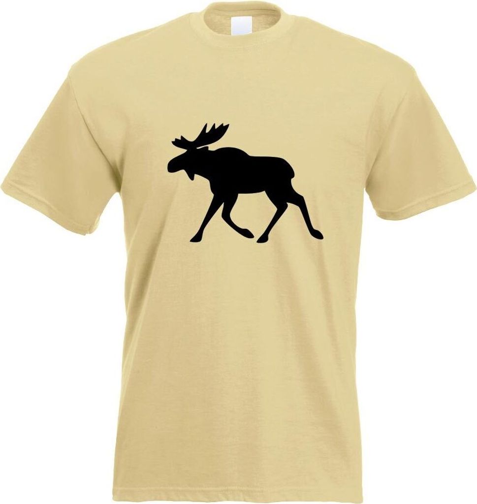 Kiwistar - T-Shirt - Khaki - Elch - Schweden Motiv Bedruckt Funshirt Design Print - mit Motiv Bedruckt - Funshirt Design - Sport - Freizeit - Herre...