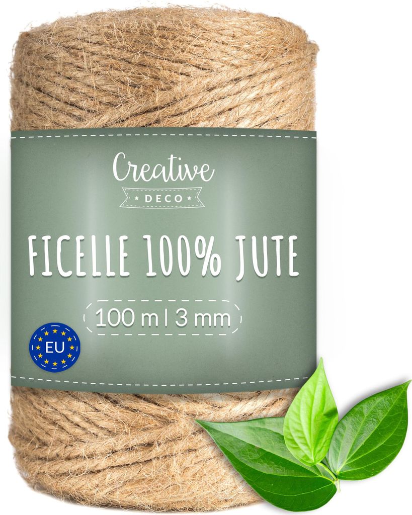 Creative Deco Ficelle Jute 100m 3mm - Corde Naturelle pour Image du produit 