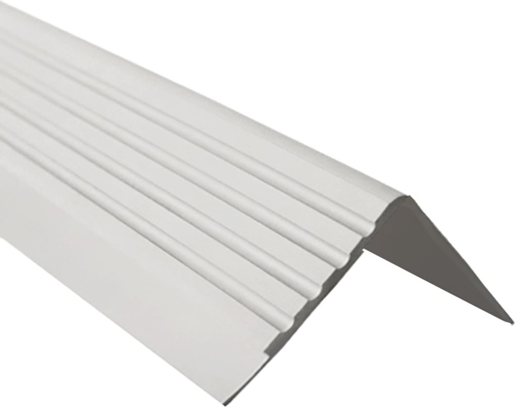 QUEST Treppenkantenprofil 68x40mm, 1.5m, Treppenprofil PVC für Treppenstufen, Treppenkantenschutz mit Rillen, Antirutsch, RDD, grau