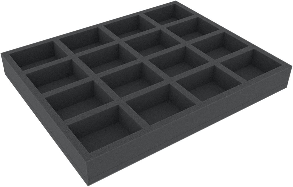 Schaumstoffeinlage mit 16 Fächern für Miniaturen und Spielzubehör