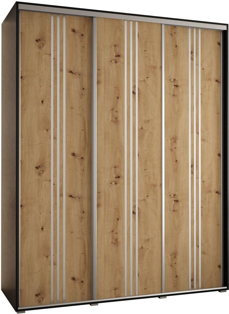 MEBLE KRYSPOL Davos 6 Schrank, drei Türen - 235,2x190x60 cm - Schwarz Artisan Silber