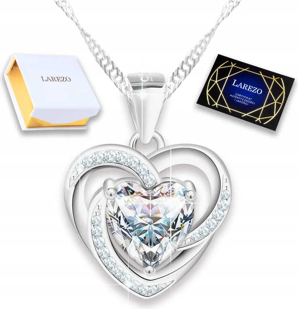 Elegante Collana Punto Luce Cuore Argento 925 e Cristallo I Love You