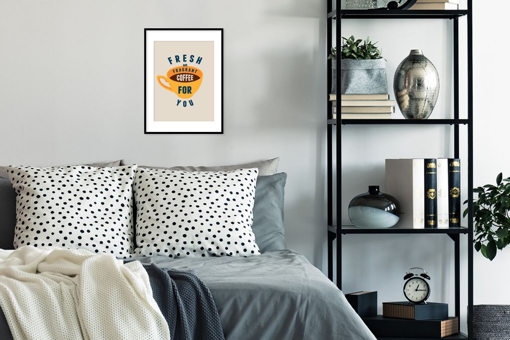 MuchoWow MuchoWow Gerahmtes Poster Vintage - Kaffee - Zitate - Sprüche - Frischer und duftender Kaffee für dich 30x40 cm - Poster mit zchwarz...