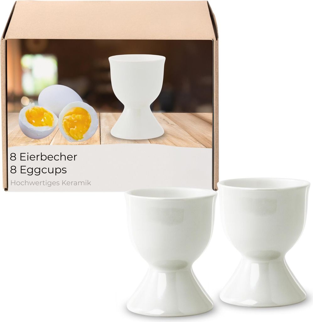 Eierbecher 8er Set, Ø 5x7 cm, in Weiß aus Keramik