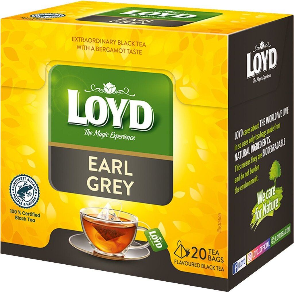 Loyd Earl Grey Schwarzer Tee 20 Teebeutel - Schwarztee mit Bergamotte Aroma 40g