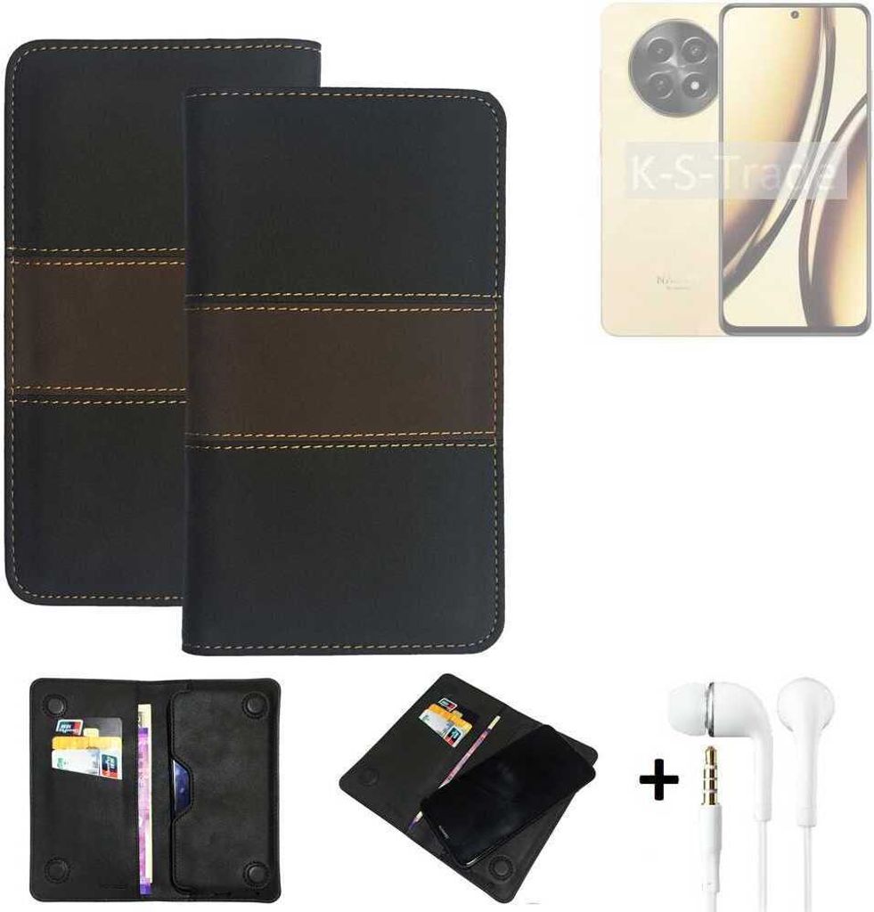 K-S-Trade Handyhülle + Kopfhörer kompatibel mit Realme Narzo N65 5G Schutzhülle Walletcase Bookstyle Tasche Schutz Case Hülle Wallet Cover