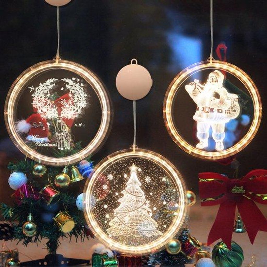 Kerstdekorationen, 3D-Hängeleuchten, LED-Licht, Weihnachtsbaumdekor, Schaufensterdekoration