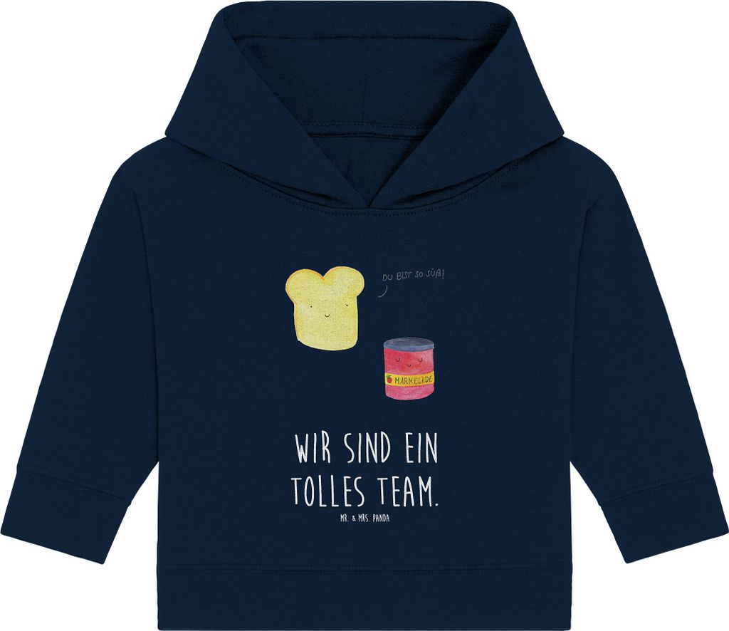 Mr. & Mrs. Panda Organic Baby Hoodie Toast Marmelade 24. - 36. Monat - French Navy - Geschenk, Süß, Toastbrot, Kapuzensweatshirt, Lustige Sprüch...