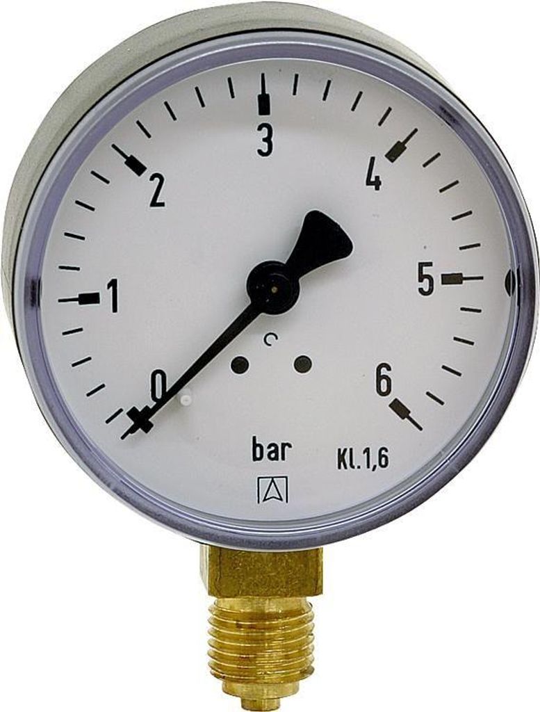 AFRISO Rohrfeder-Manometer radial unten Messing Kunststoff