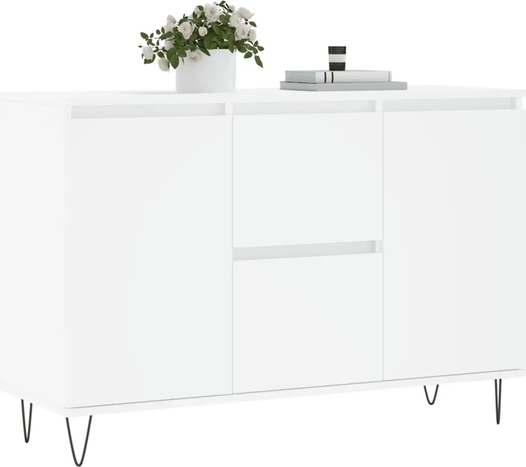 vidaXL Buffet Bianco 104 cm | Mobiletto per Casa e Ufficio - 4