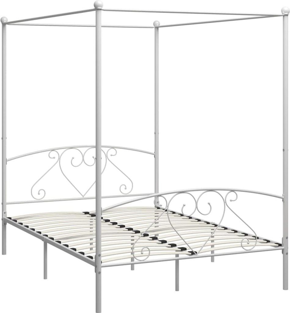 vidaXL Himmelbett-Gestell Weiß Metall 160 x 200 cm Produktbild 