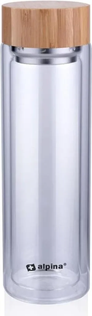 Borraccia Alpina 450ml Vetro Doppia Parete con Infusore Acciaio Inox