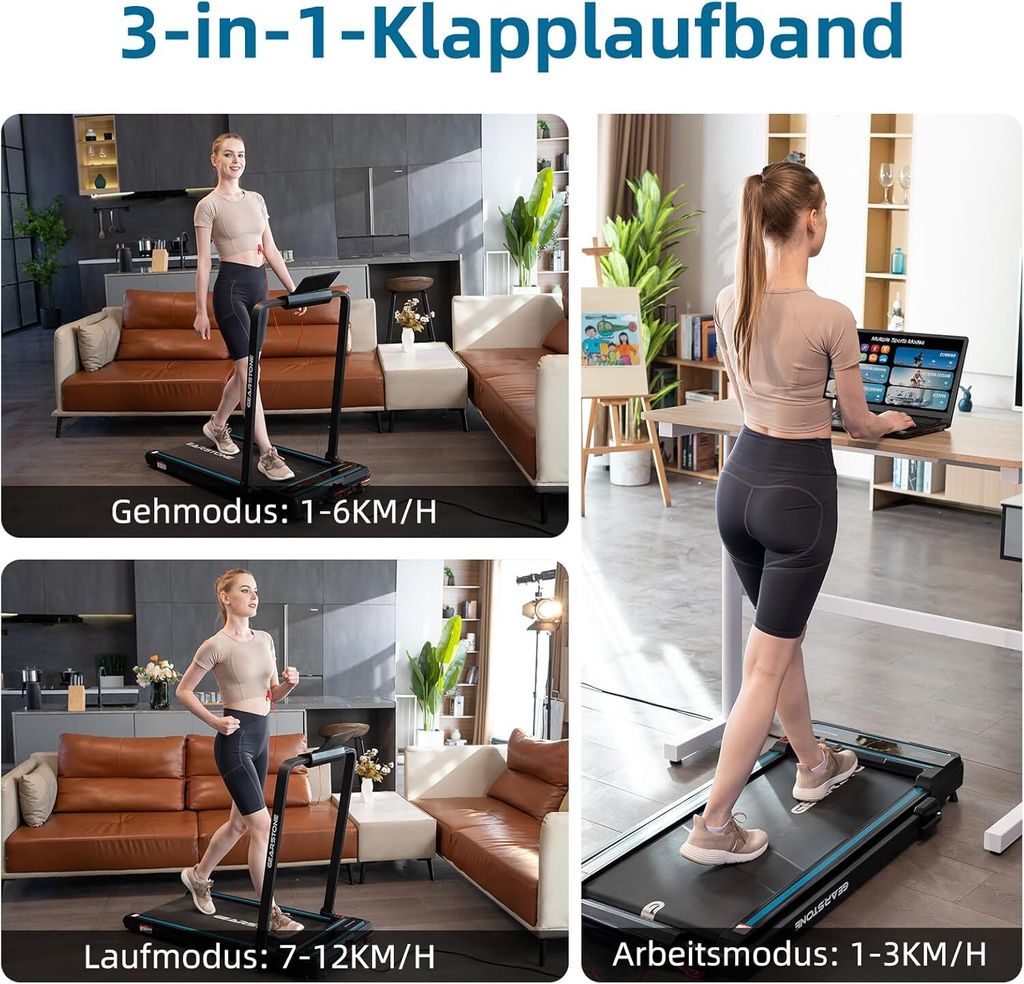 Běžecký pás GEARSTONE, skládací běžecký pás 2 v 1 1400W s Obrázek produktu 6