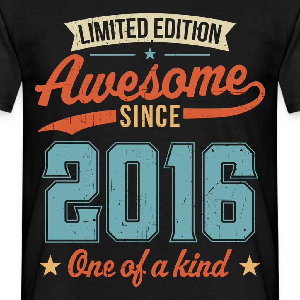 Spreadshirt Awesome Since 2016 Limited Edition Geburtstag Männer T-Shirt, S, Schwarz