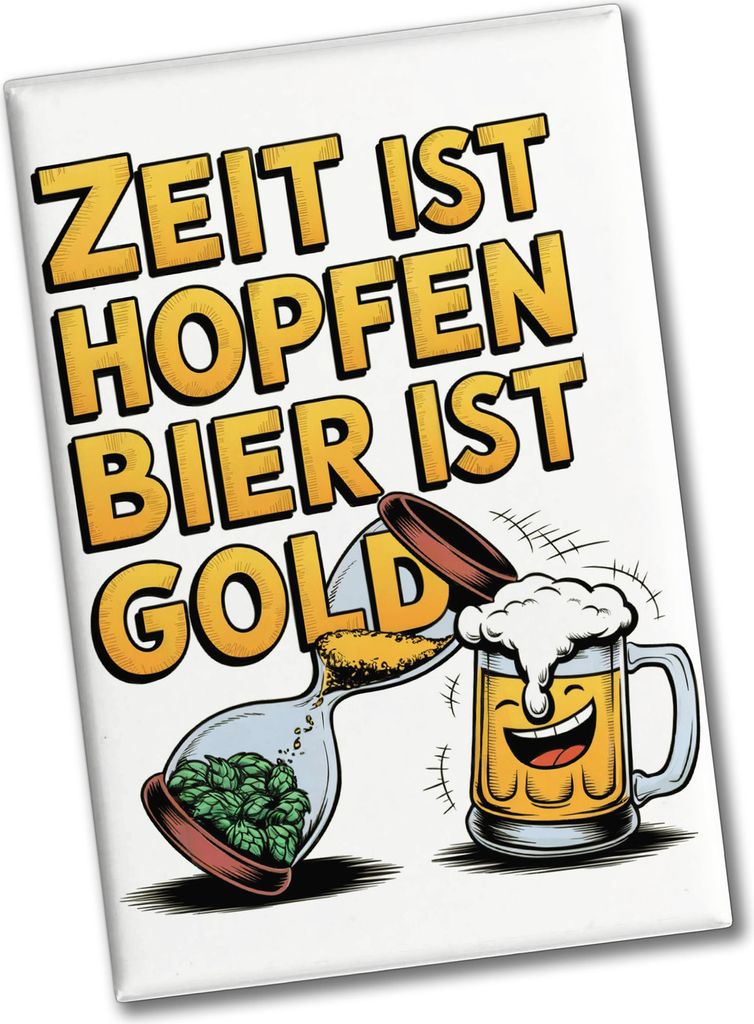 Zeit ist Hopfen, Bier ist Gold Souvenir Souvenir Magnet Bierkrug & Sanduhr