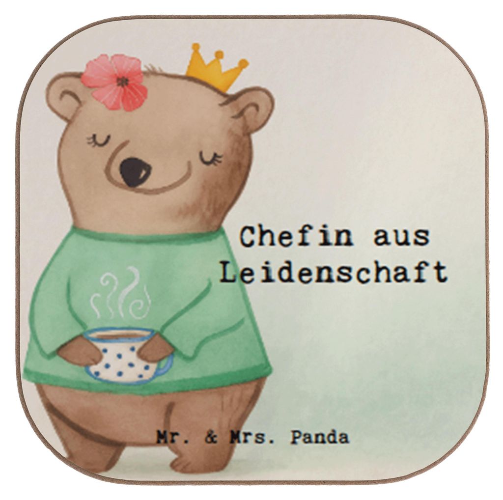 Mr. & Mrs. Panda Tischuntersetzer Chefin Leidenschaft Design - Weiß - Geschenk, CEO, Holzuntersetzer, Führungskraft, Untersetzer Gläser, Spruch,...