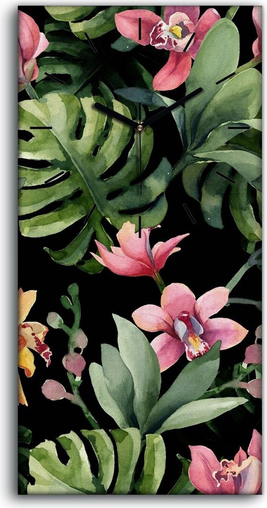 Wandkunst Leinwand Bild Uhr Geräuschlos 30x60 Gemälde Blumen Pflanzen Kunst - schwarze Hände