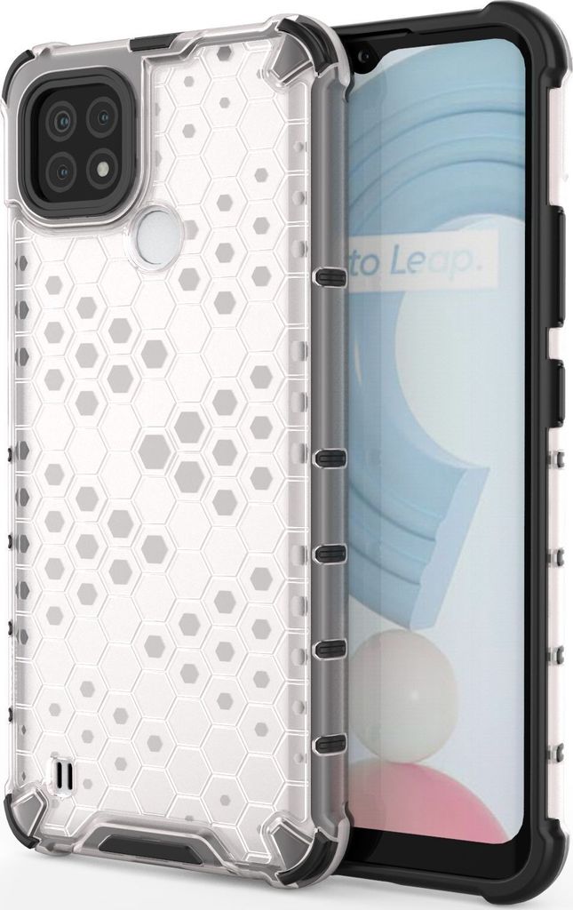 Mobigear Honeycomb Realme C21 Hülle Hardcase Backcover Stoßfest - Weiß