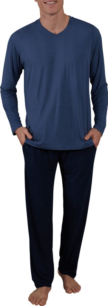 CECEBA Herren Pyjama blau uni Größe: 48