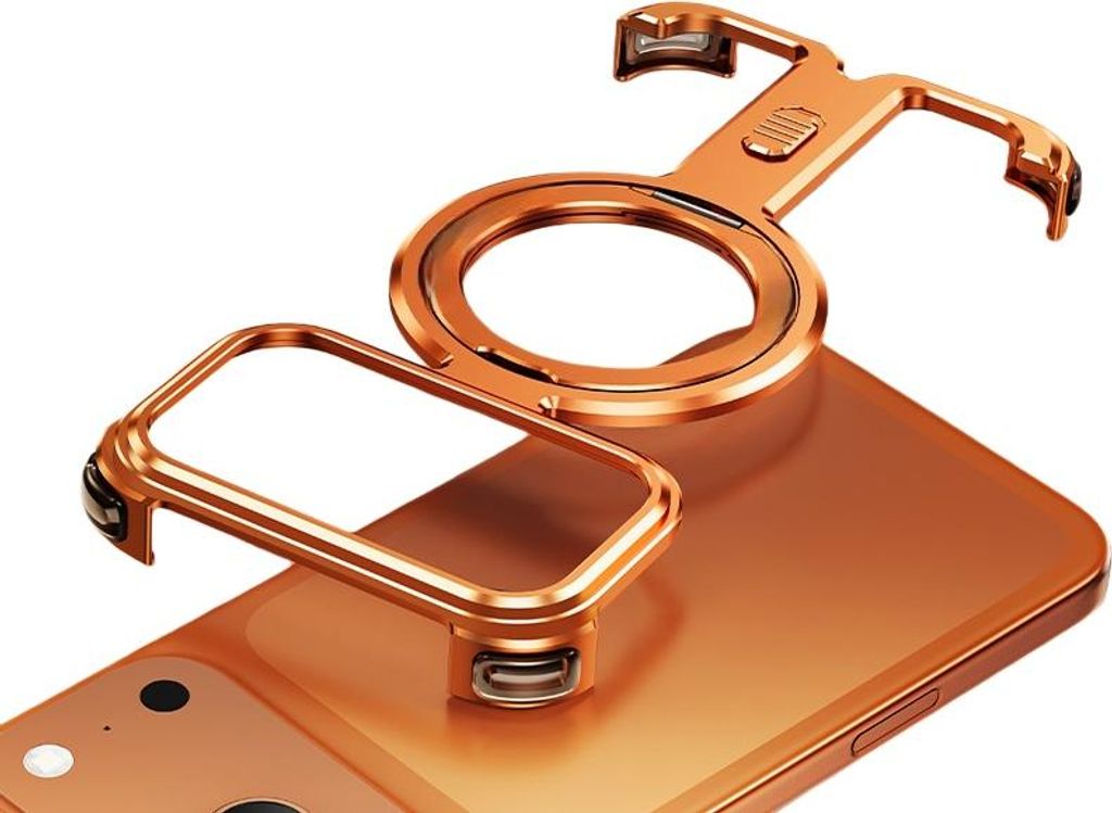 Hülle für iPhone 17pro, Magsafe Magnetische Metall Handyhülle mit Ständer, Stoßfest, für iPhone Serie, Schnappverschluss, Orange