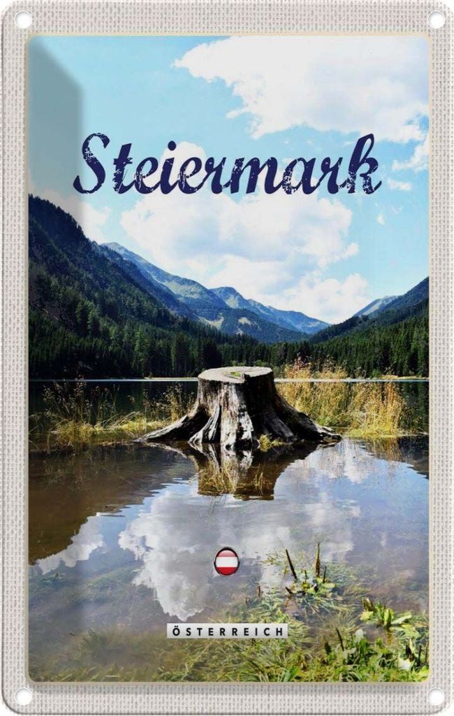 vianmo Blechschild 30x20 cm Steiermark Österreich See Wald Berg Bildmotiv Reisemotiv Abenteuer Reisen Urlaub