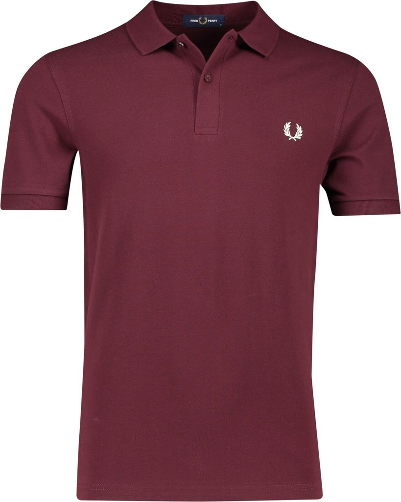 Fred Perry Polo normale Passform bordeaux einfarbig Baumwolle