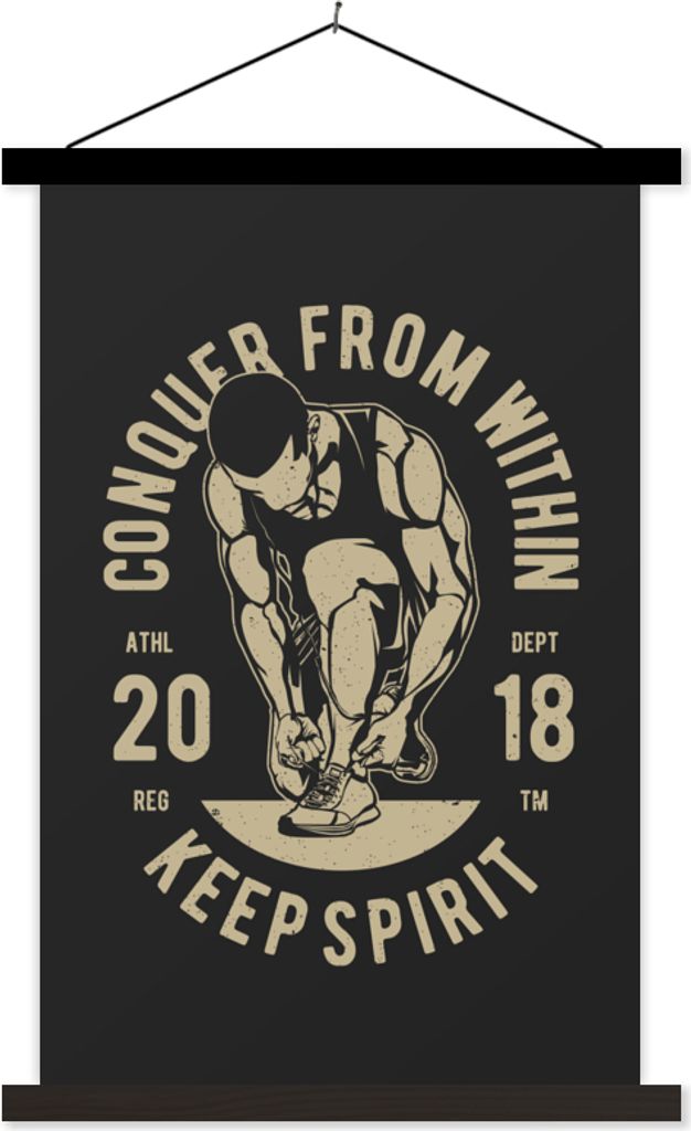 MuchoWow Textilposter Sport - Sprichwörter - Vintage 120x180 cm mit schwarzem Rahmen - Fotos
