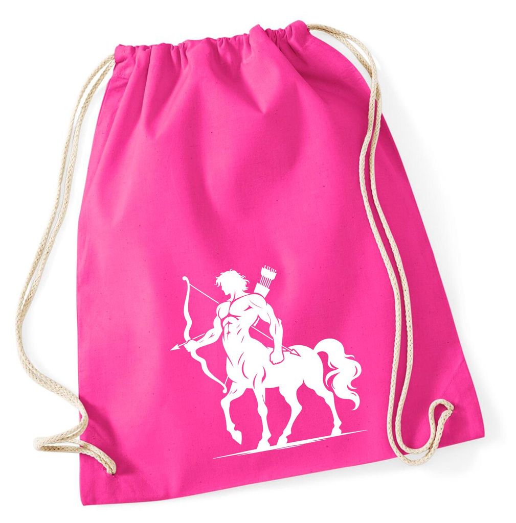 Huuraa Turnbeutel Zentaur Fabelwesen 12 Liter Fuchsia Baumwolle Rucksack Geschenkidee