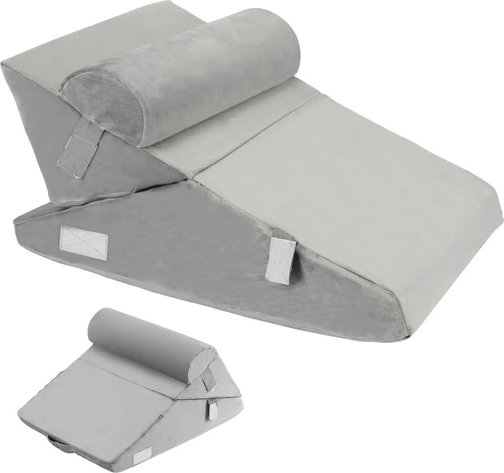 Cuscino da lettura Bettizia Cuscino schiena per letto e divano Cuscino relax Cuscino collo con rivestimento sfoderabile lavabile Cuscino gambe in memory foam Cuscino relax letto Grigio