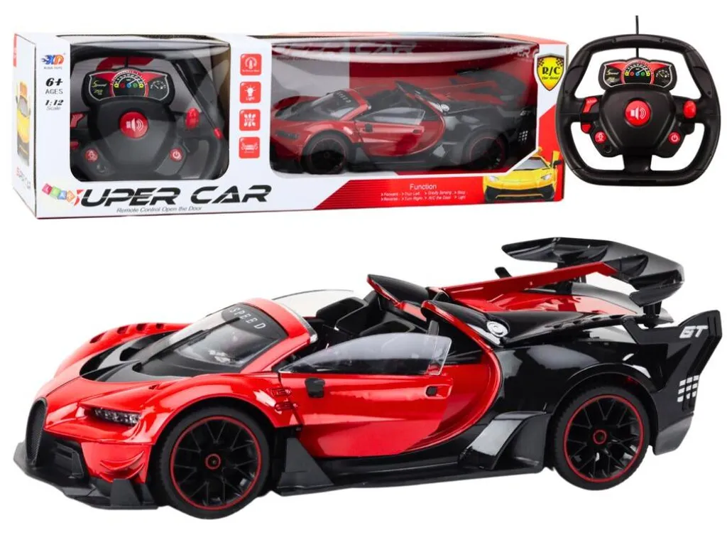 Voiture de sport RC 1:12 rouge avec moteur puissant et pneus grip