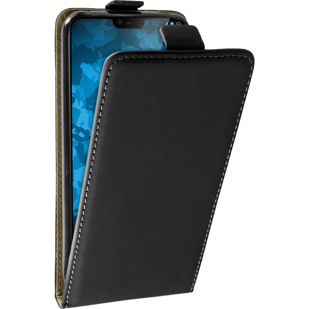 PhoneNatic Kunst-Lederhülle kompatibel mit Nokia 7.1 - Flip-Case schwarz Cover