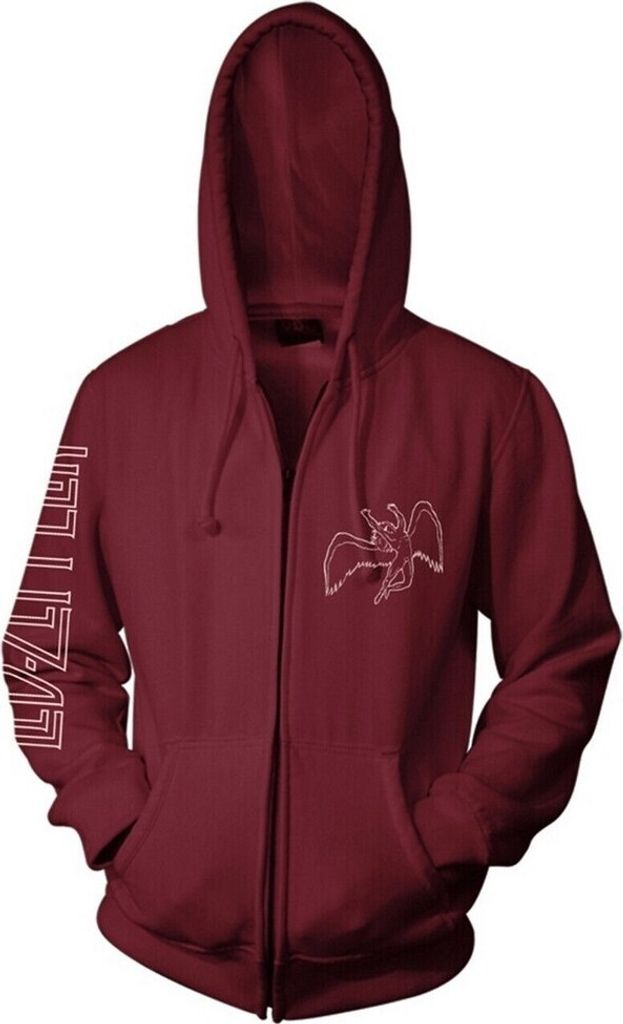 Led Zeppelin - Kapuzenpullover Mit Reißverschluss für Herren/Damen Uni RO186 (M) (Weinrot)