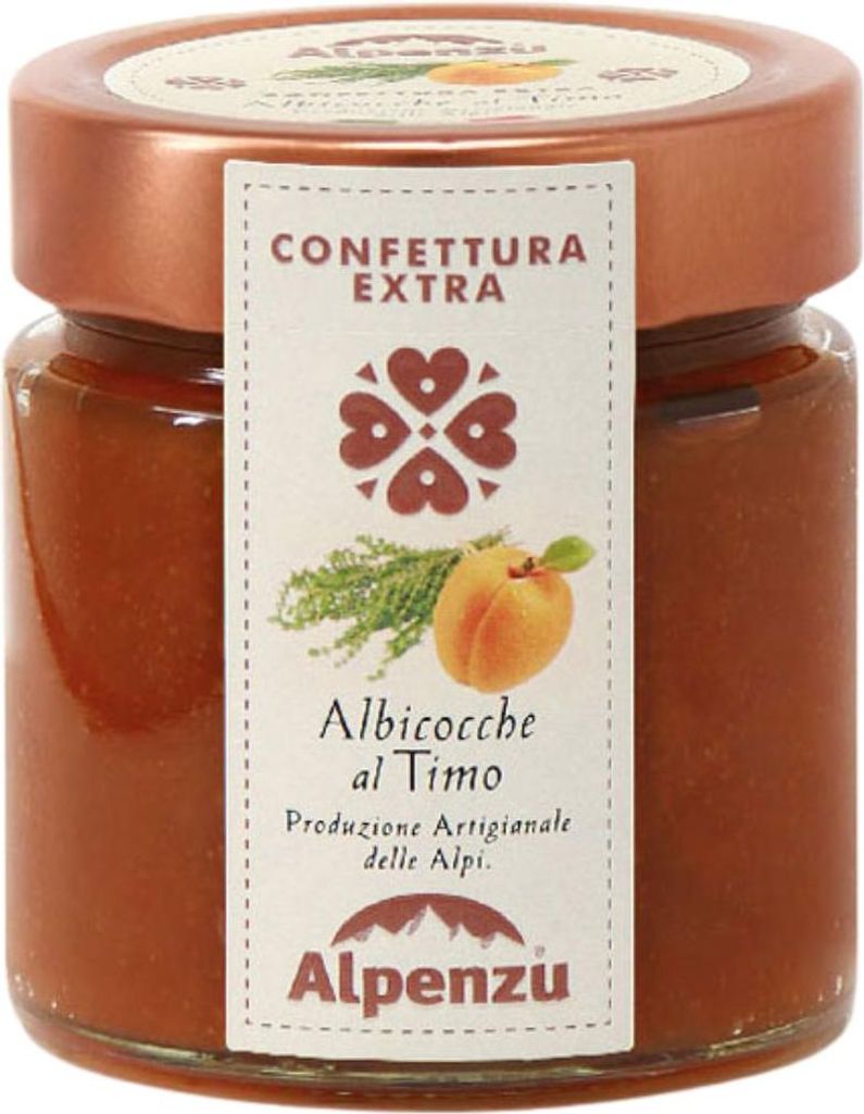 Confetture extra di Albicocche al Timo, Aprikosen-Konfitüre mit Thymian, 270g, Alpenzu