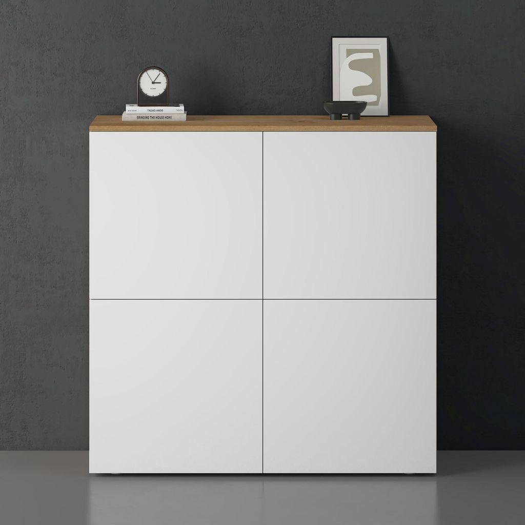 doporro Buffet Commode 100cm Meuble de Rangement Chêne Image du produit 