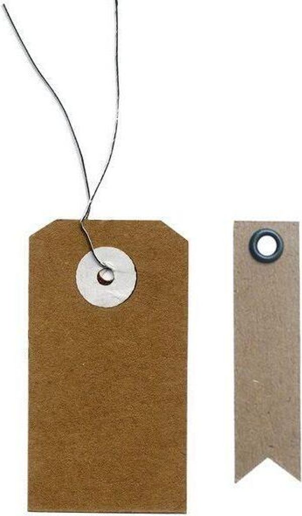 Kraft-Etiketten mit Draht - 5,5 x 3 cm + 20 Wimpel Kraft Etiketten